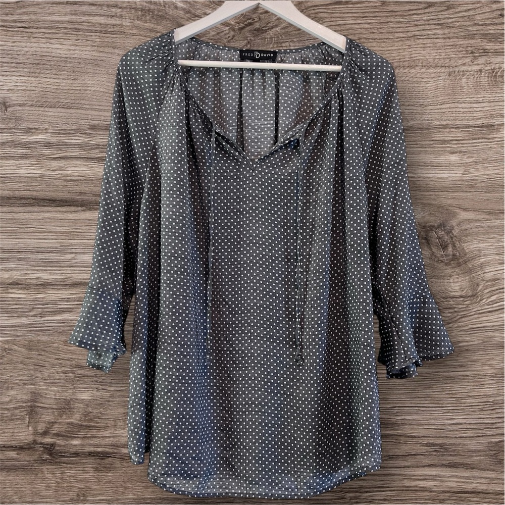 Fred David Gray Polka Dot Blouse Size 1X